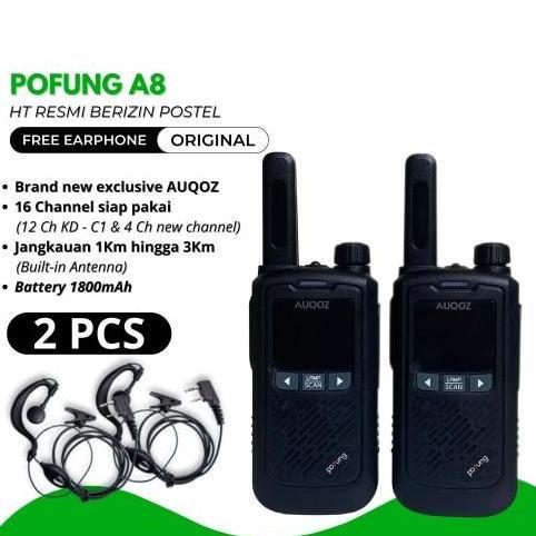 AUQOZ x Pofung A8 Walkie Talkie 2 Pcs - Radio HT 888s Pro Max 99CH HT Murah HT Antena Led