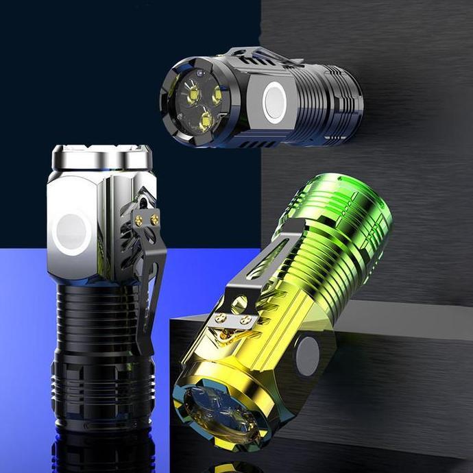 Diskon Senter Mini / Lampu Senter Usb Charger / Senter Untuk Mendaki Gunung/3 Led Super Terang High 