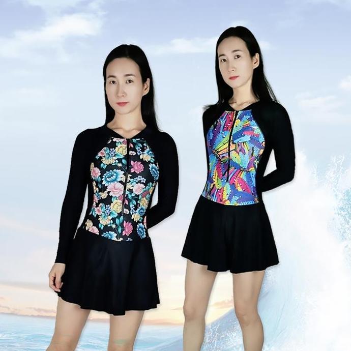 Promo 39066 Baju Renang Wanita/Baju Renang Cewek/Baju Renang Rok /Baju Renang Lengan Panjang Wanita 