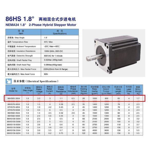 [Haebot] Motor Stepper Nema 34 86Hs65 2.8Nm 65Mm 3A Shaft 14Mm Cnc Laser Router Plasma Milling High 