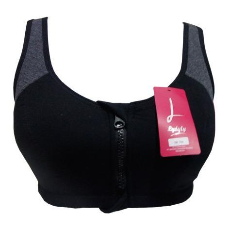promo lydyly - sport bra resleting depan bh senam yoga gym underwear katun sb744 | sport bra katun s