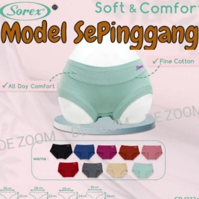 Murah Celana Dalam Wanita Sorex 1232 Bahan katun Melar Model Sepinggang Non COD