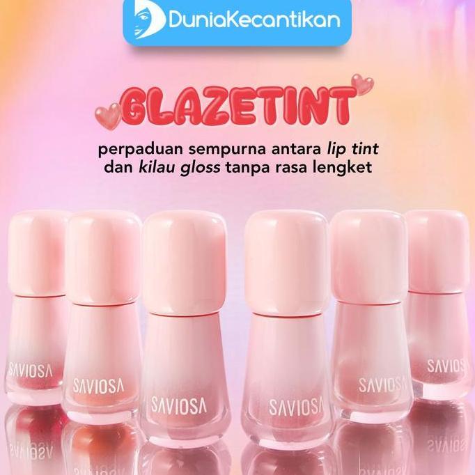 New- SAVIOSA Glazetint Longwear Lipstain Liptint Transferproof Lembab Glossy Pewarna Bibir Lipgloss