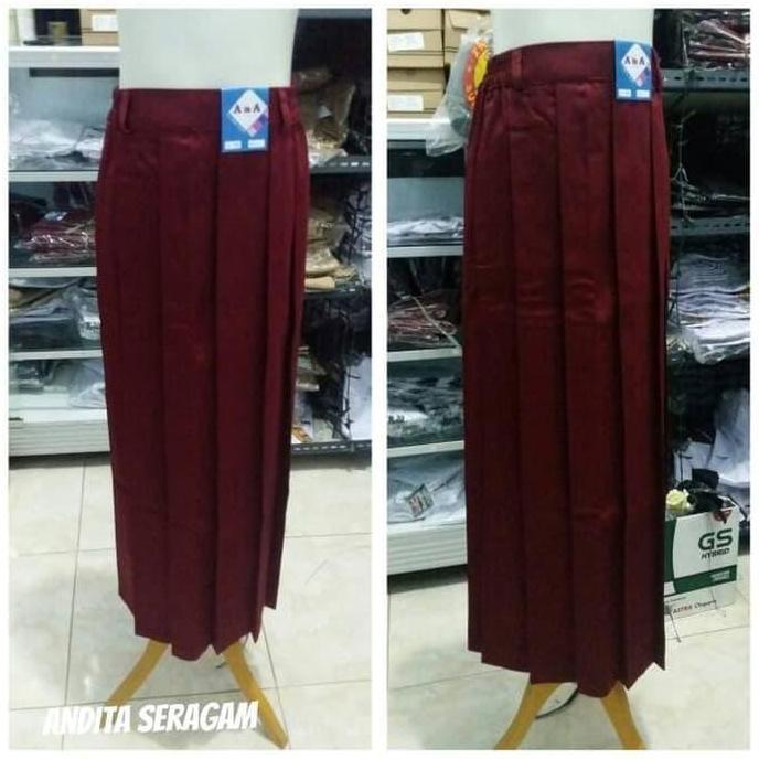 New- Rok Rempel Panjang SD Merah Seragam Sekolah Bahan Nagata Drill
