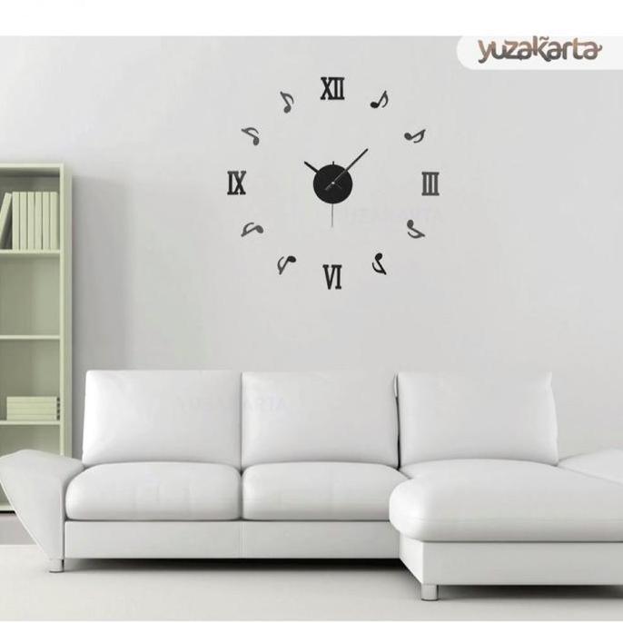 HARGA DISC - JAM DINDING DIY CLOCK JAM TEMPEL QUAVER NOTE MUSIK MUSIC NOT BALOK