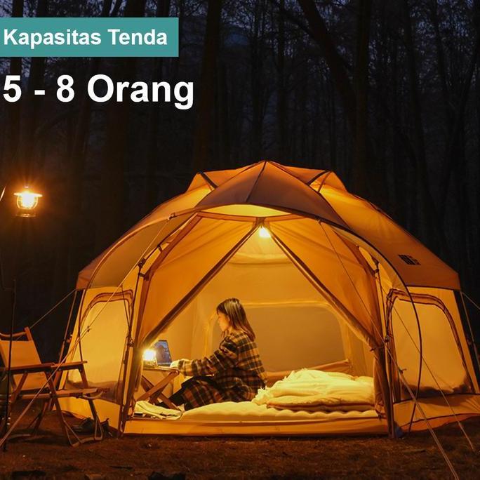 Terlaris Tenda Camping Otomatis Hexagonal Ar006  5 - 8 Orang Double Layer | Tenda Camping Keluarga |