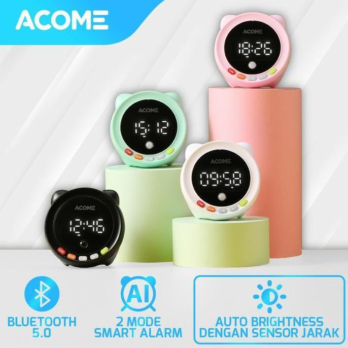 Acome A9 Desk Clock Bluetooth Speaker FM Radio Alarm