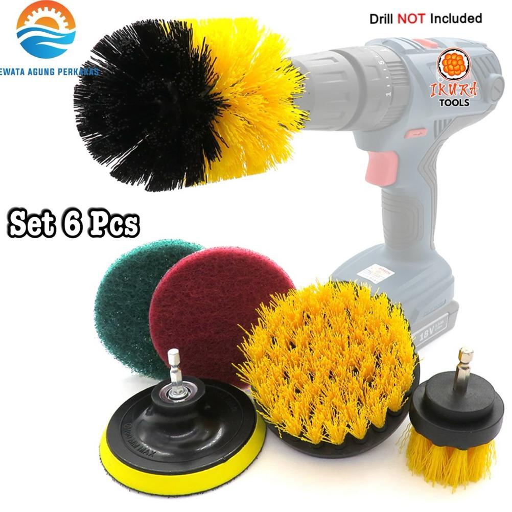 Mata Bor Sikat Pembersih Set 6 Pcs Sikat Pembersih Poles Lantai Dinding Tembok Ubin Kamar Mandi Clos