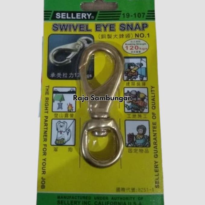 Swivel Eye Snap No 1 Kuningan Kuat Beban Maximal 120 kg Jepitan Pengait Rantai Seling Sling Hook San