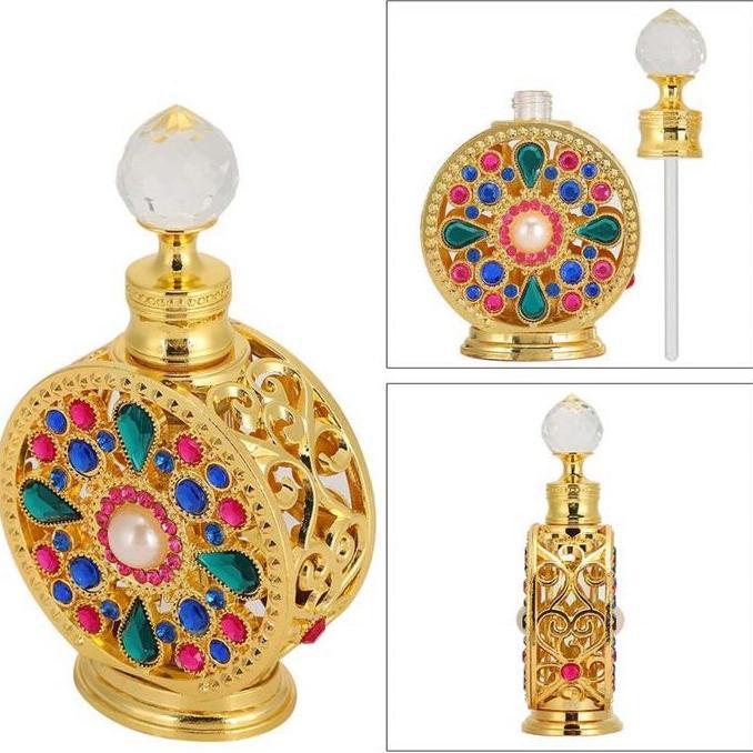 VEXANAF 15ml Botol Parfum Antik Arab Botol Kosong Parfum Portabel Refillable Parfum