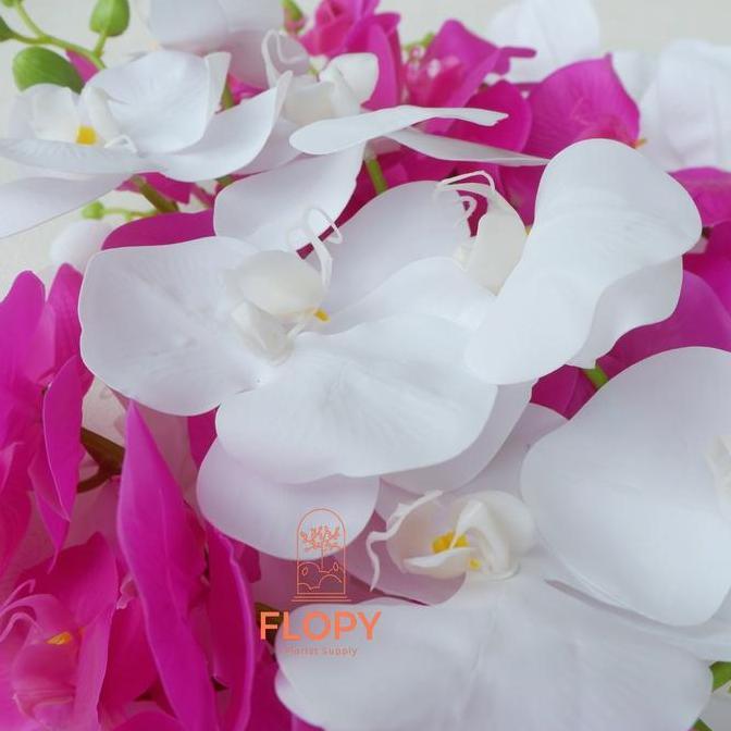 Lansunggaskirim- [ 7 Bunga ] Anggrek Bulan X7 Latex/Artificial Anggrek/Anggrek Plastik