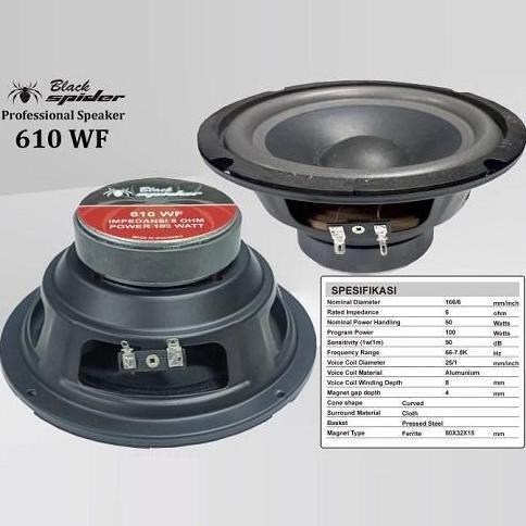 SPEAKER 6" INCH BS 610 WF BLACK SPIDER 610-WF ORIGINAL POWER 6 INCH PROFESIONAL SPEAKER KOMPONEN BLA