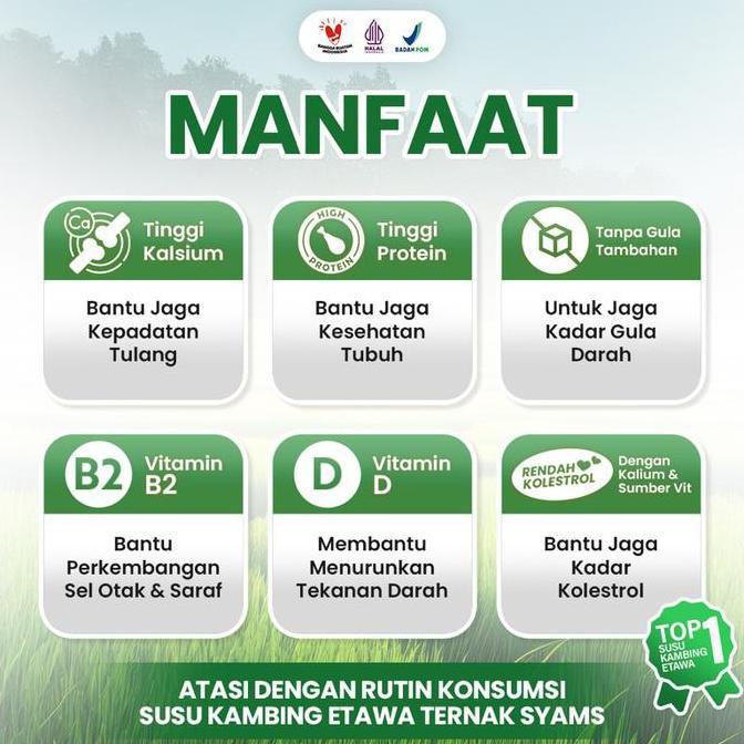 New- Premium Susu Kambing Etawa Bubuk Syams 1000 gram Pure Murni Alami Organik Pasteurisasi tanpa ca