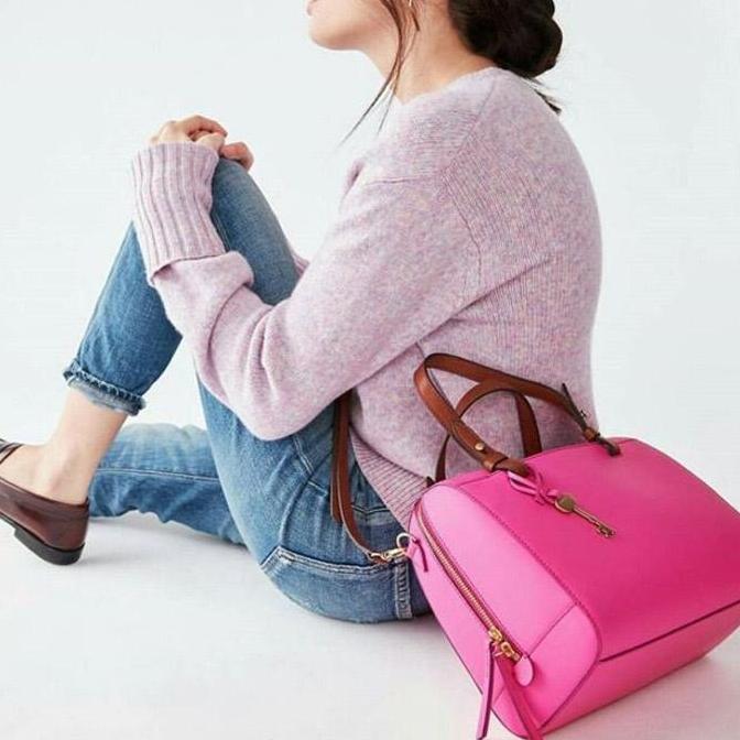 Fossil bag rachel satchel hot pink