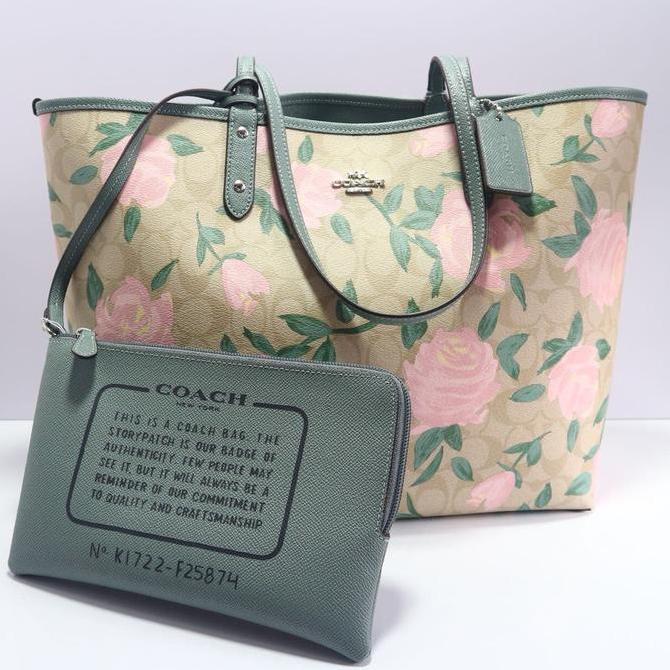 tas coach city reversible printed tote asli authentic orinal