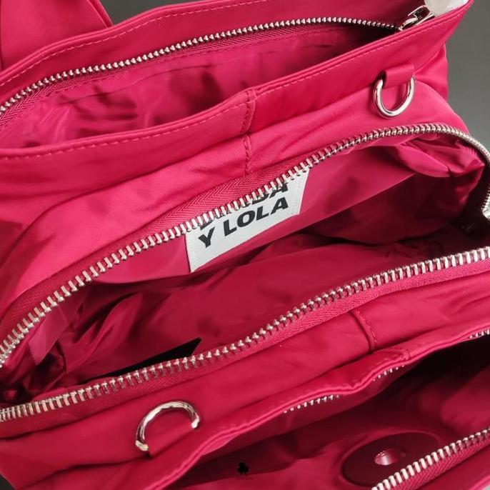 Nwt B*imba y lola medium triple compartment nylon shopper tote bag red