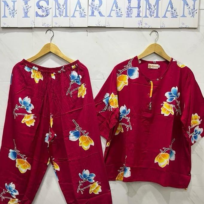 SETELAN BATIK SUNAN ORI - SUPER JUMBO   TANGAN 3/4  - Celana Panjang