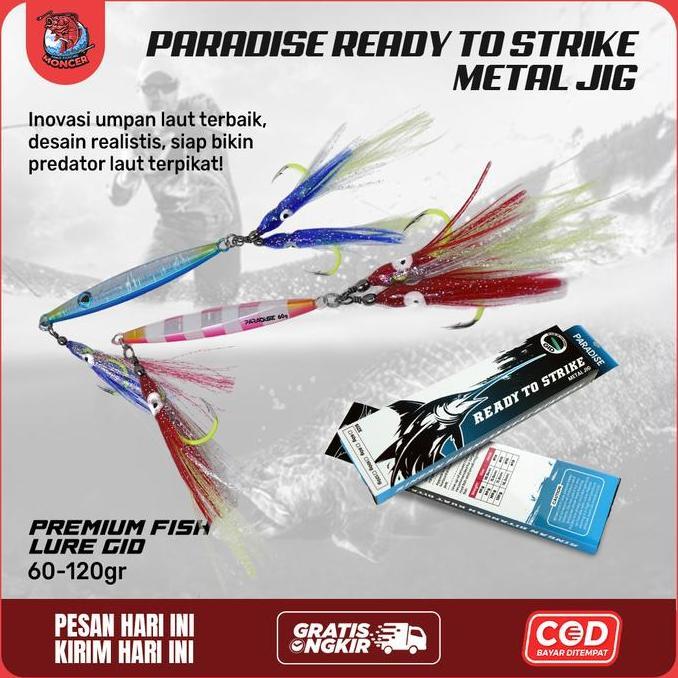 Paradise Ready To Strike Metal Jig Cumi Premium Fish Lure GID 60-120gr - Jigging Laut Glow In The Da