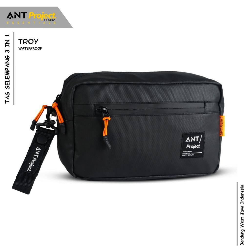 Ant Project - Tas Handlebar Bag Troy 3In Selempang - Tas Stang Sepeda Black Waterproof
