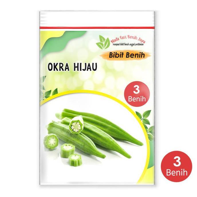 3 Biji benih okra hijau unggulan - bibit okra hijau