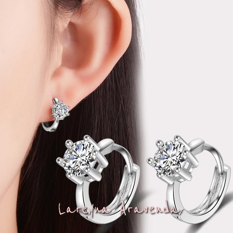 ANTING KLIP KOREA WANITA SILVER S925 KRISTAL CRYSTAL ZIRCONIA AT085