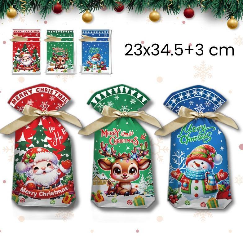 Arkandaus Plastik Serut Natal / Plastik Bingkisan Natal/ Goodie Bag Christmas Isi 10Pcs Jh85