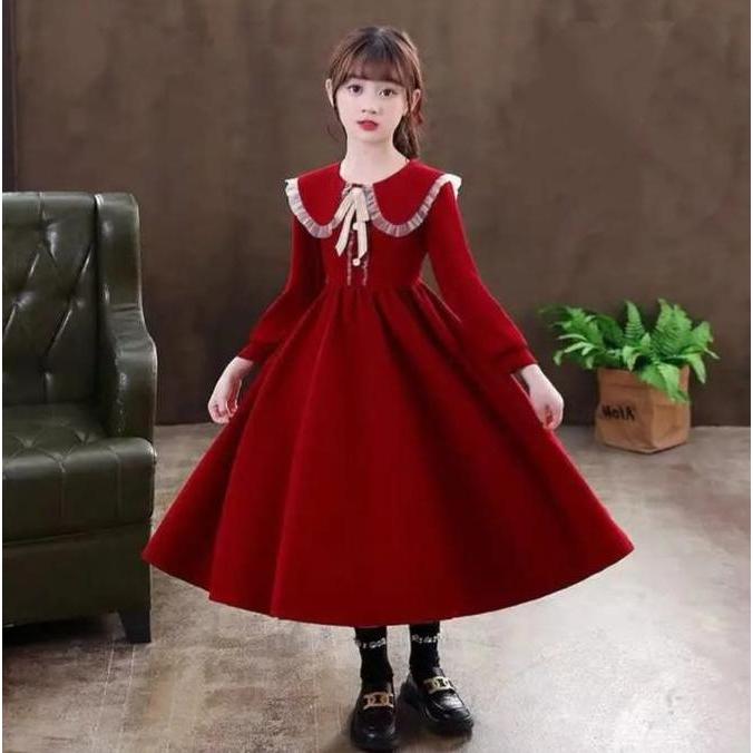 DRESS ANAK PREMPUAN KOREA  SANNYA / TERBARU / LENGAN PANJANG / USIA 5-12 TAHUN / FHASION / KOREA / B