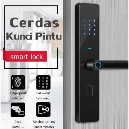 Smart Door Lock Kunci Pintu Digital Smart Lock Door Key Gagang Pintu Rumah Sidik Jari Fingerprint Pe