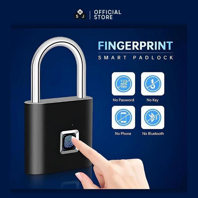 Gembok Fingerprint Sidik Jari Anti Maling Kunci Koper Pagar Pintu / Smart Padlock Fingerprint