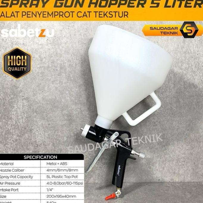 Sabetzu Spray Gun Hopper Alat Semprot Cat Texture Dinding Lantai Tembok Semen Alat Penyemprot Spray 