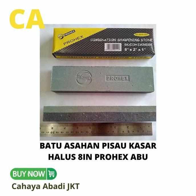 Kithch- Batu Asahan Pisau Kasar Halus 8In Prohex Abu 0530 015 Kotak Hitam