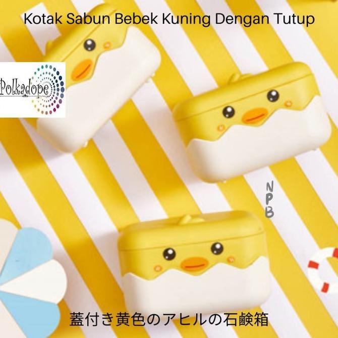 Tempat Sabun Kotak Sabun Batang Motif Bebek Penutup Anti Tumpah