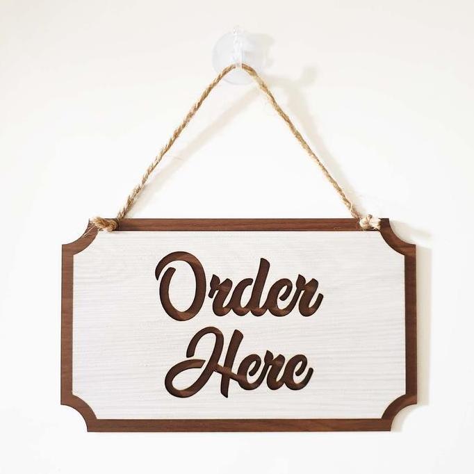 Officeqyu- Gantungan Sign Cafe / Resto - Order Here Kotak