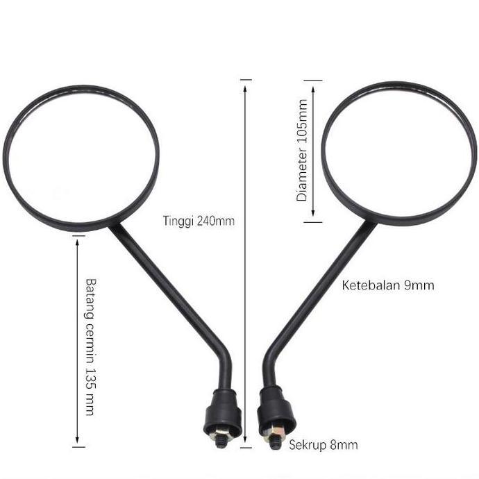 CALAVO Kaca Spion Sepeda Listrik 8MM Exotic Sepasang Kanan Kiri 8mm Universal  Rearview Mirror N/M/U