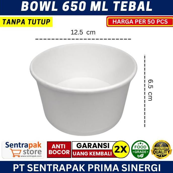 Tntgbox- Paper Bowl 650Ml Tebal - Mangkok Kertas 650 Ml Rice Bowl