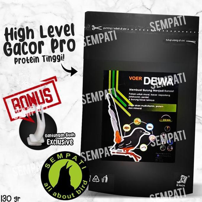 Voer Dewa Pur Kasar 130gr Pakan Harian Lomba Burung Kacer Murai Pentet Jalak Suren Anis Merah Anis K