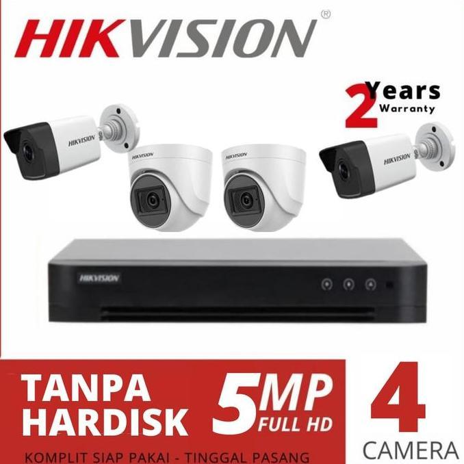 PAKET CCTV HIKVISION 5MP 4CH 4 CAMERA