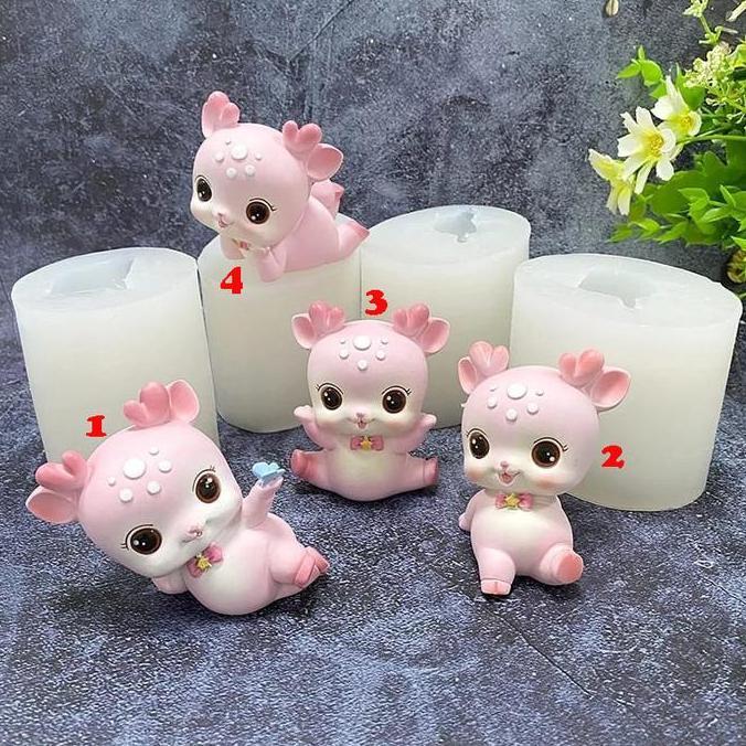 CETAKAN SILIKON FONDANT RUSA SIKA CUTE MINI DEER 3D