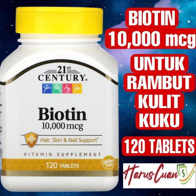 21St Century Biotin 10000 Mcg 120 Tablets Hair Skin Nail Vitamin Original