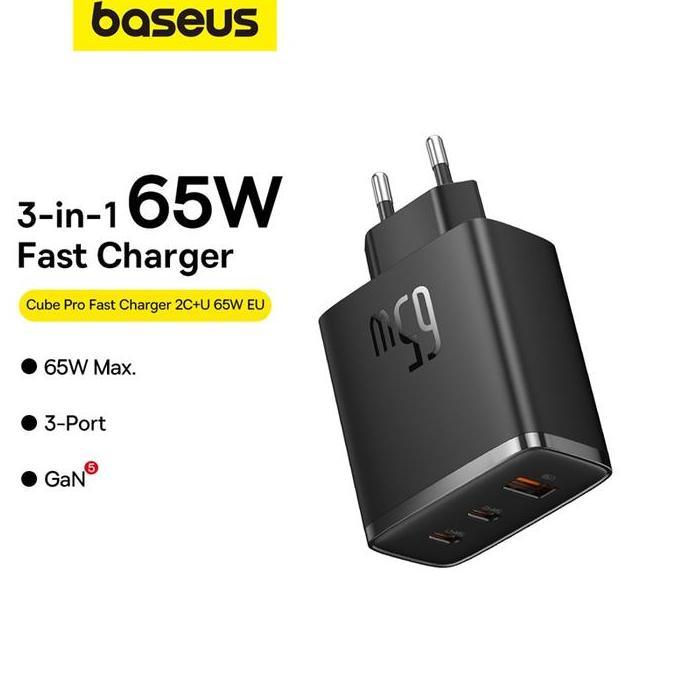 RITA_SELLER18 - BASEUS CUBE PRO FAST CHARGER 65W 3-PORT GAN ADAPTOR