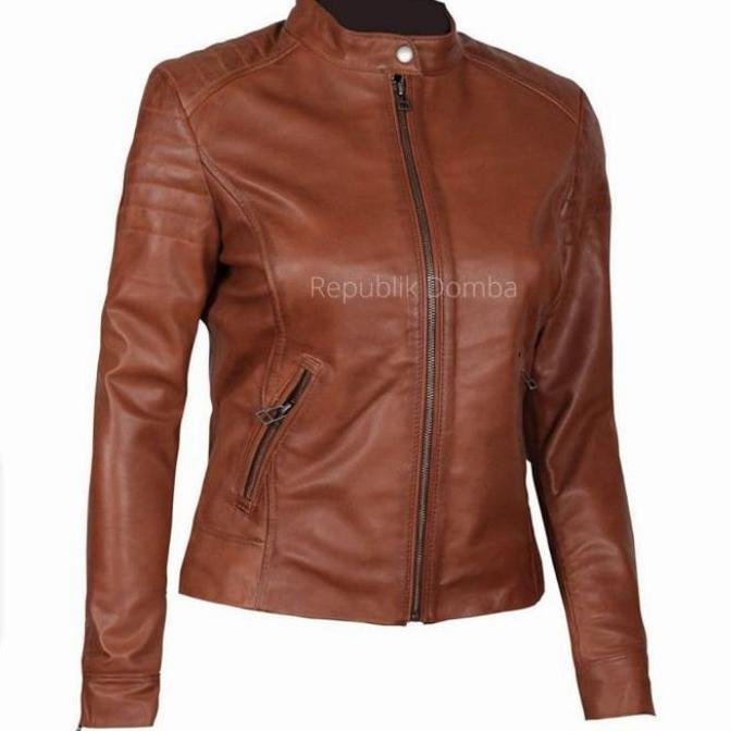 jaket kulit kambing wanita asli Garut