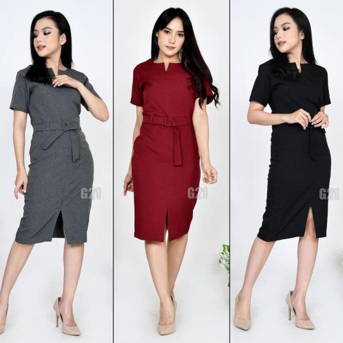 Dress bisnis Kerja Wanita mewah  Kantor dress pesta seragam spg Formal High Premium Quality Midi Hit