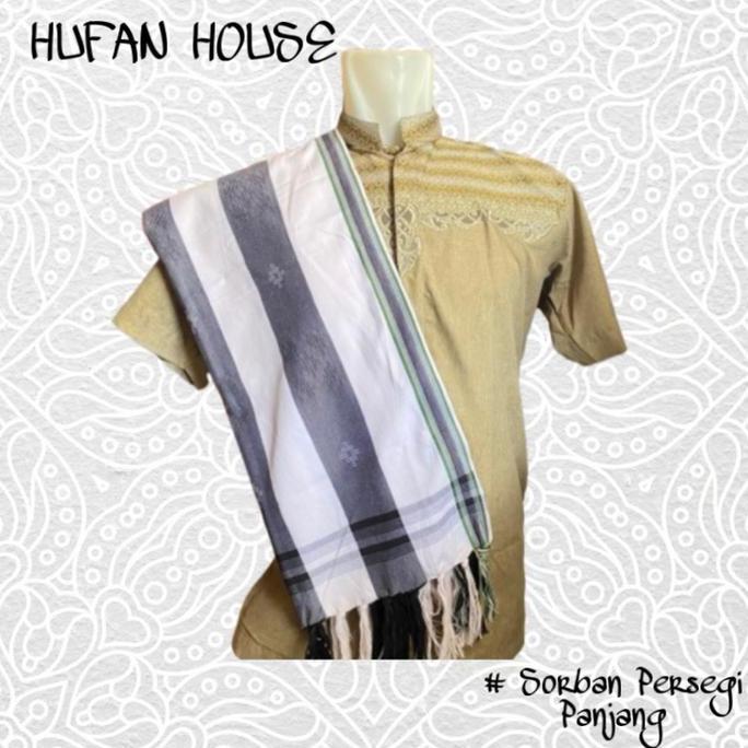 SORBAN HITAM PUTIH PERSEGI PANJANG SORBAN ARAB PREMIUM