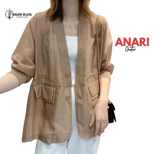 Imani Butik - Fashion Wanita Muslim Anari Outer Model Polos Bahan Rayon Cantik Kancing Katun Atasan 