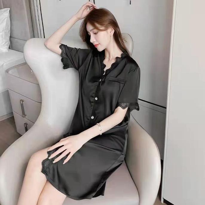 Pakaian rumah piyama rayon lengan pendek setengah panjang musim panas  wanita Summer Baju tidur wani