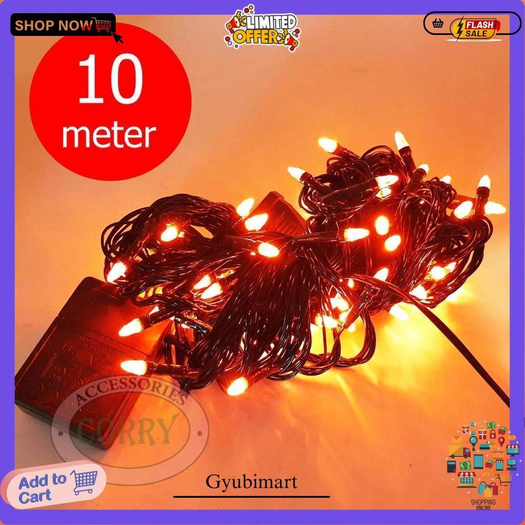 Lampu Pohon Natal Merah 10 Meter Kedap Kedip Led Murah Panjang Gratis Ongkir