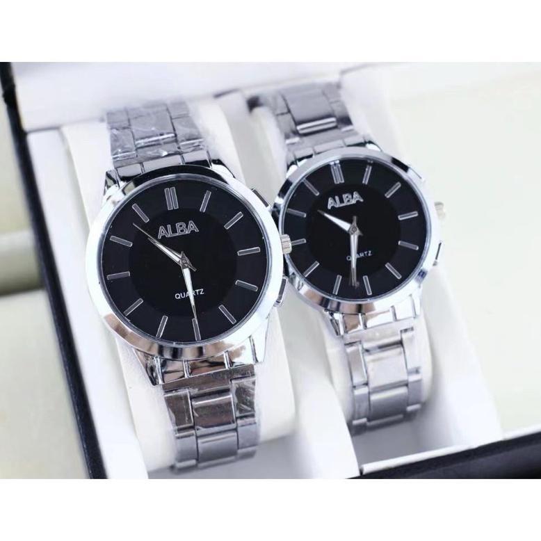 ORIGINAL` GARANSI (COD)JAM TANGAN PRIA FASHION ALBA LL STRAP HARGA 1PCS RANTAI/STELL(DIKIRIM JAKARTA