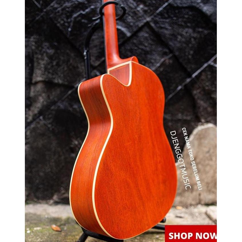 Halmusic- Gitar Akustik Mandalika S-01 Natural Gratis Tas Dan Senar Cadangan