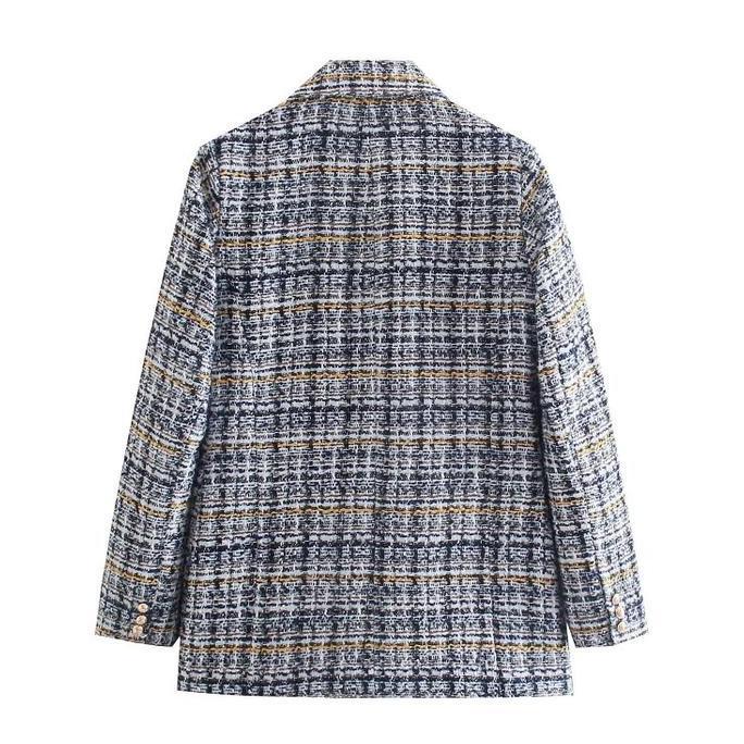 double breasted tweed blazer / blazer wanita