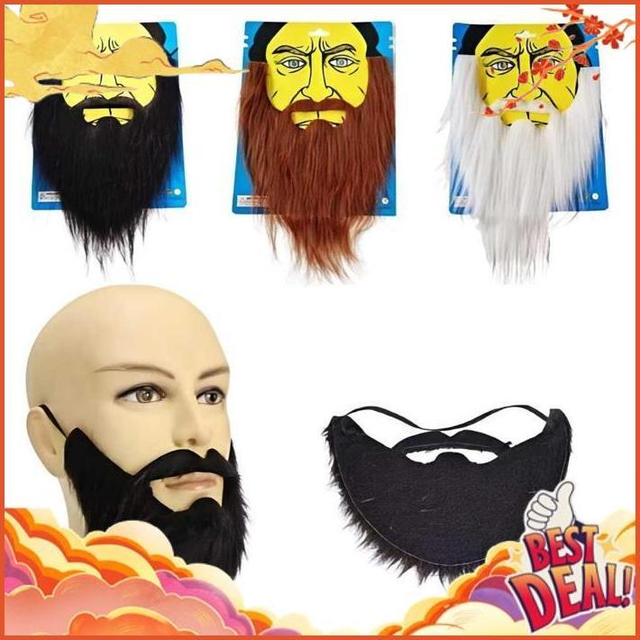 TOP TODAY Jenggot Palsu Warna Hitam Coklat Putih Kostum Cosplay Drama dan Pesta